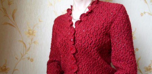 Вязаный ажурный жакет