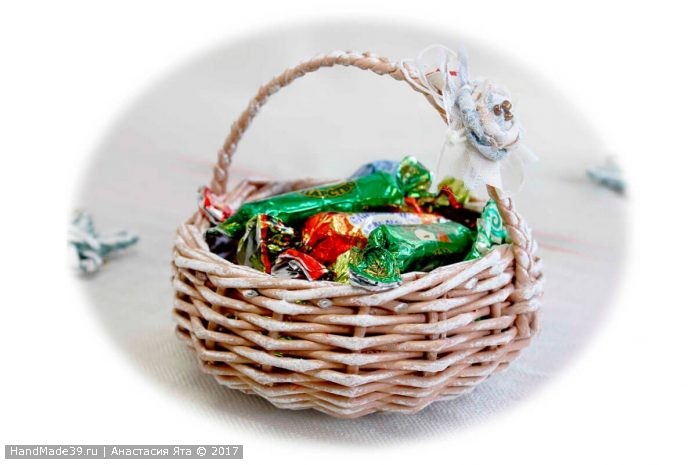 Плетёная корзинка-конфетница – мастер-класс по плетению из бумажных трубочек