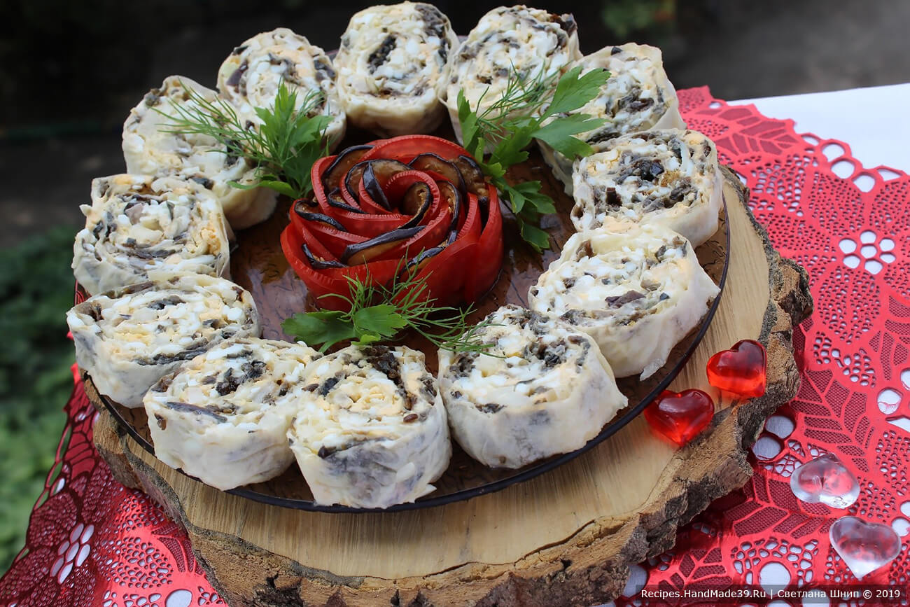 Рулет из лаваша с баклажанами – пошаговый кулинарный рецепт с фото