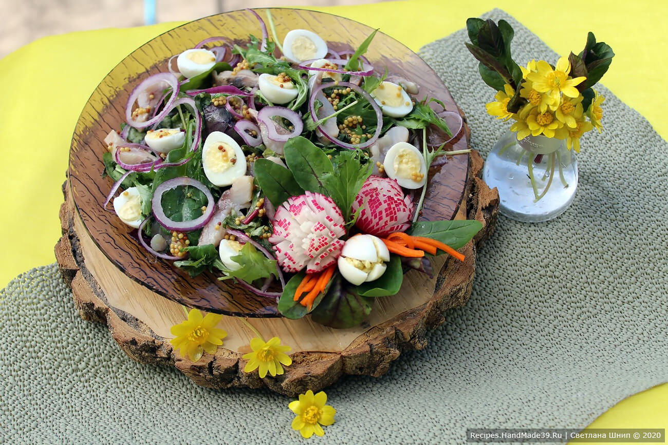 Норвежский салат с сельдью и перепелиными яйцами – пошаговый рецепт с фото