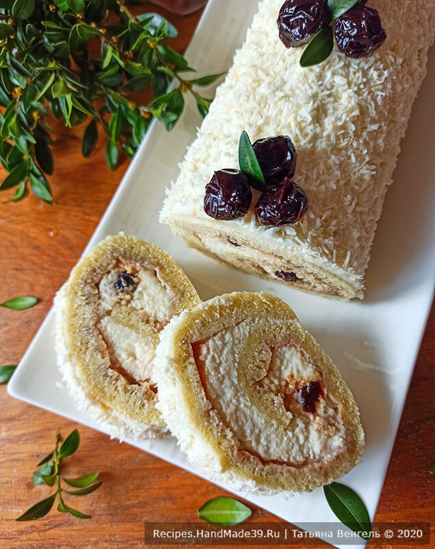Бисквитный рулет с творожно-масляным кремом – пошаговый кулинарный рецепт с фото