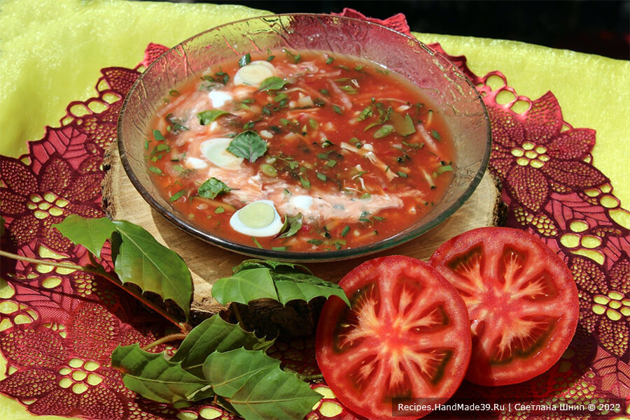 Окрошка на томатном соке – пошаговый кулинарный рецепт с фото