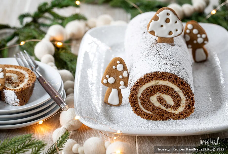 Рождественский бисквитный рулет – пошаговый кулинарный рецепт с фото